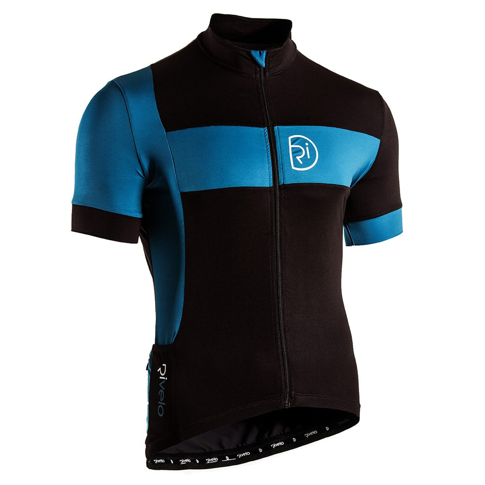 Rivelo Mens Porlock Jersey (Black/Teal) (studio)
