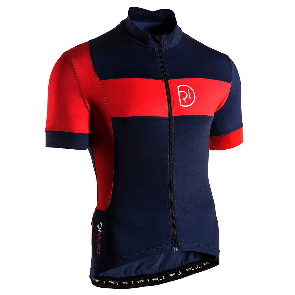 Rivelo Mens Porlock Jersey (Navy/Red) (studio)