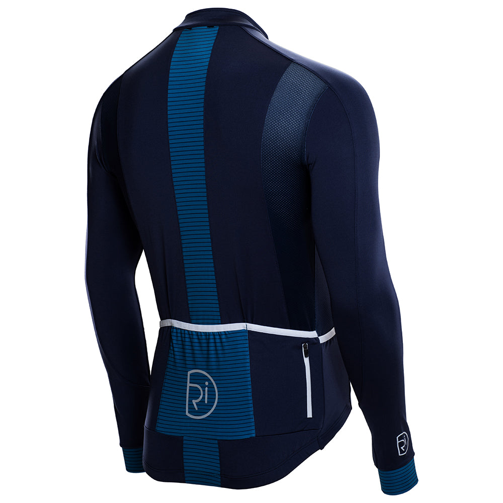 Rivelo Mens Weston Light Long Sleeve Jersey (Navy/Teal) (studio)