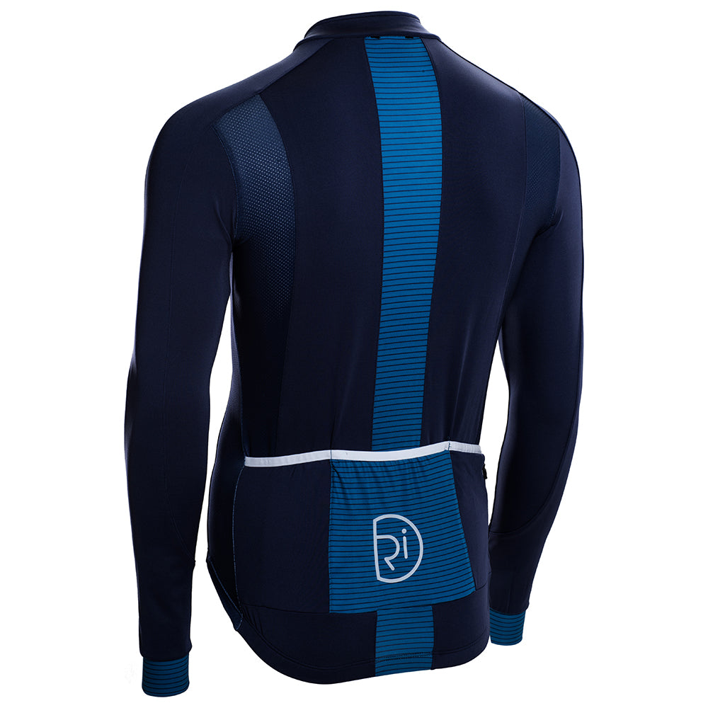 Rivelo Mens Weston Light Long Sleeve Jersey (Navy/Teal) (studio)