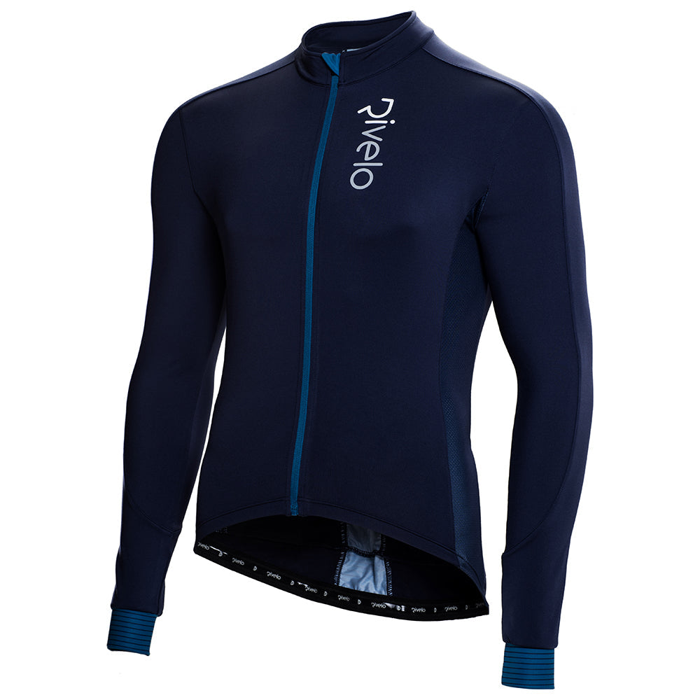 Rivelo Mens Weston Light Long Sleeve Jersey (Navy/Teal) (studio)