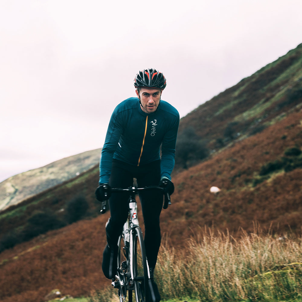 Rivelo Mens Weston Light Long Sleeve Jersey (Petrol/Yellow)