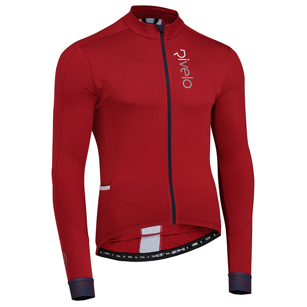 Rivelo Mens Weston Light Long Sleeve Jersey (Ruby/Navy) (studio)