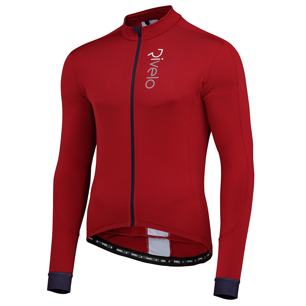 Rivelo Mens Weston Light Long Sleeve Jersey (Ruby/Navy) (studio)