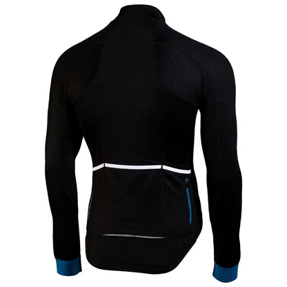 Rivelo | Mens Woodside Merino Blend Long Sleeve Jersey (Black/Teal)