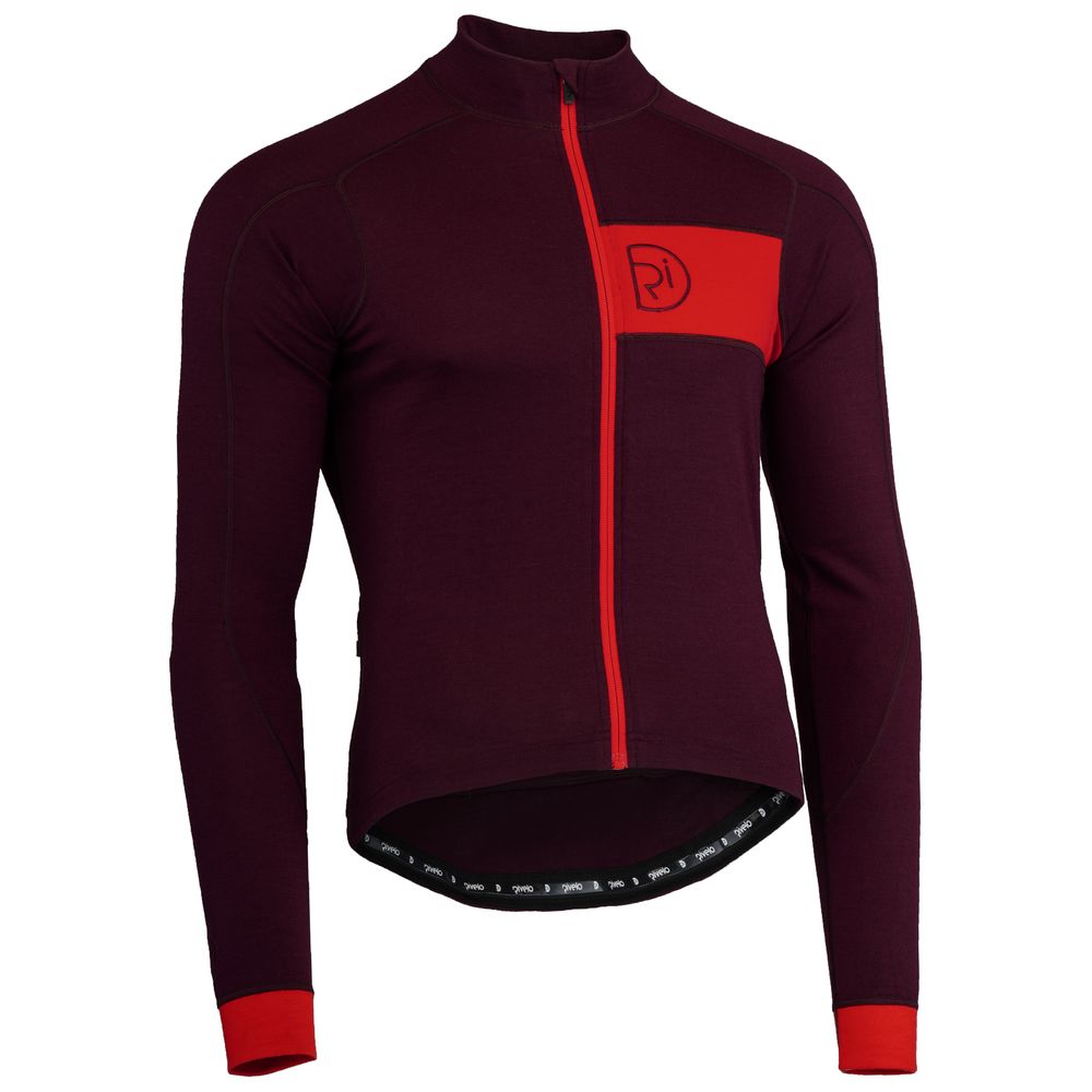 Rivelo | Mens Woodside Merino Blend Long Sleeve Jersey (Burgundy/Red)