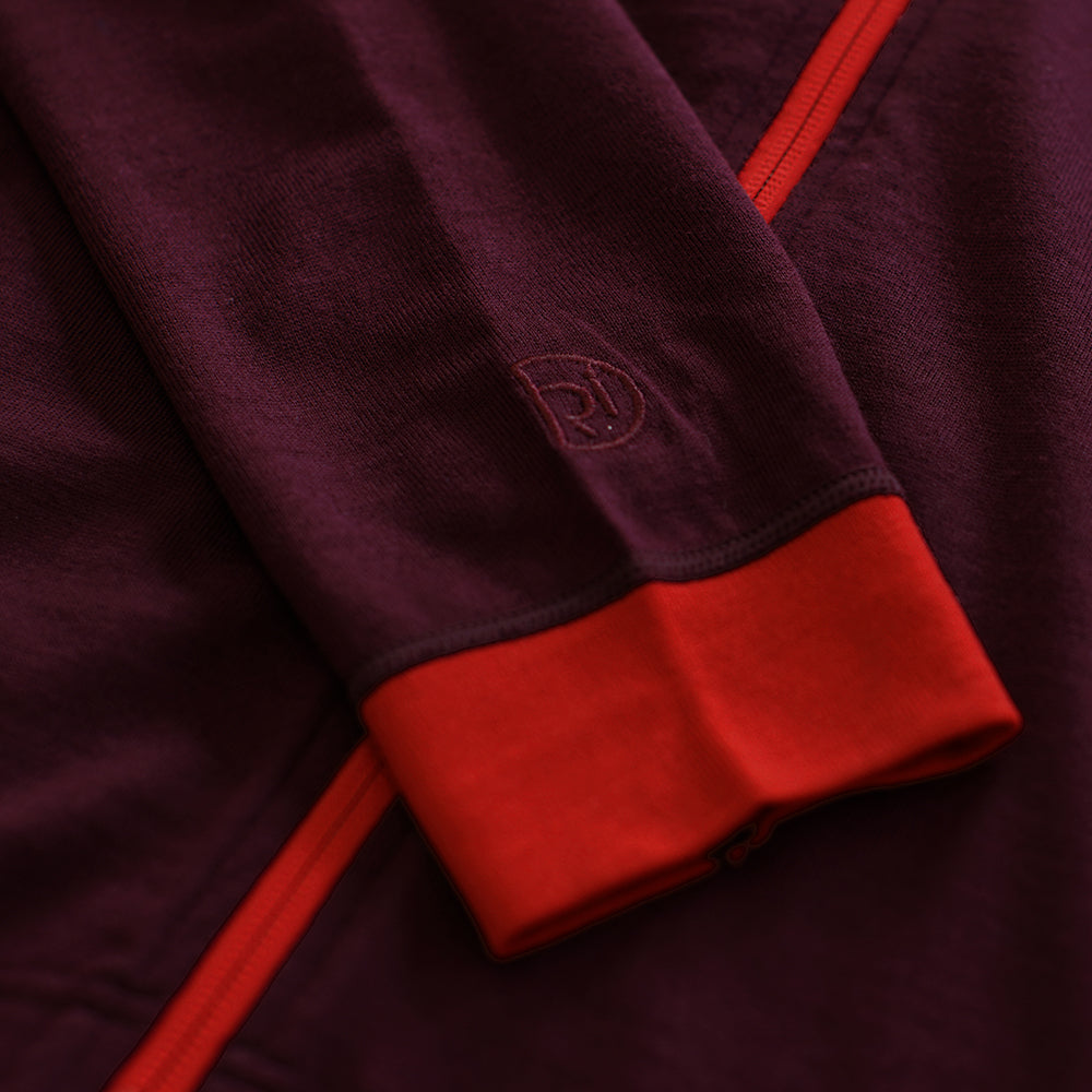 Rivelo | Mens Woodside Merino Blend Long Sleeve Jersey (Burgundy/Red)