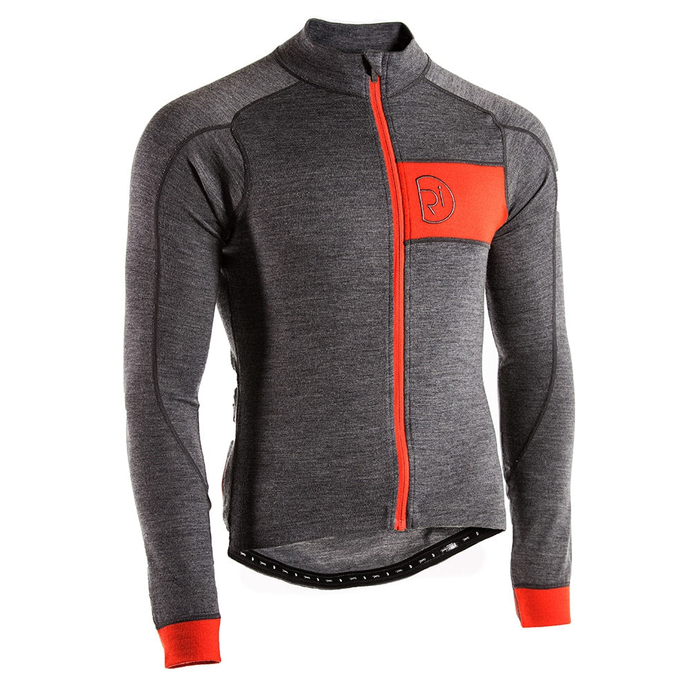 Rivelo Mens Woodside Merino Blend Long Sleeve Jersey (Charcoal/Orange) (studio)