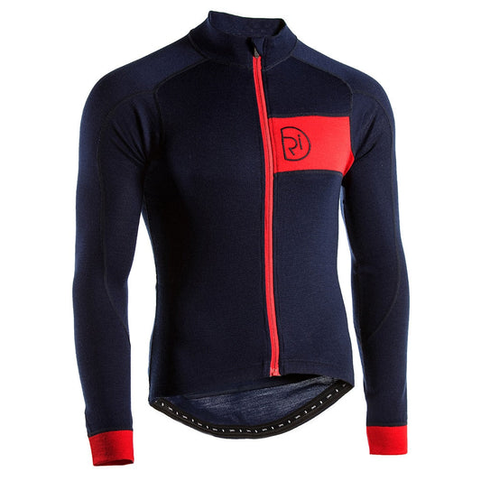 Rivelo | Mens Woodside Merino Blend Long Sleeve Jersey (Navy/Red)