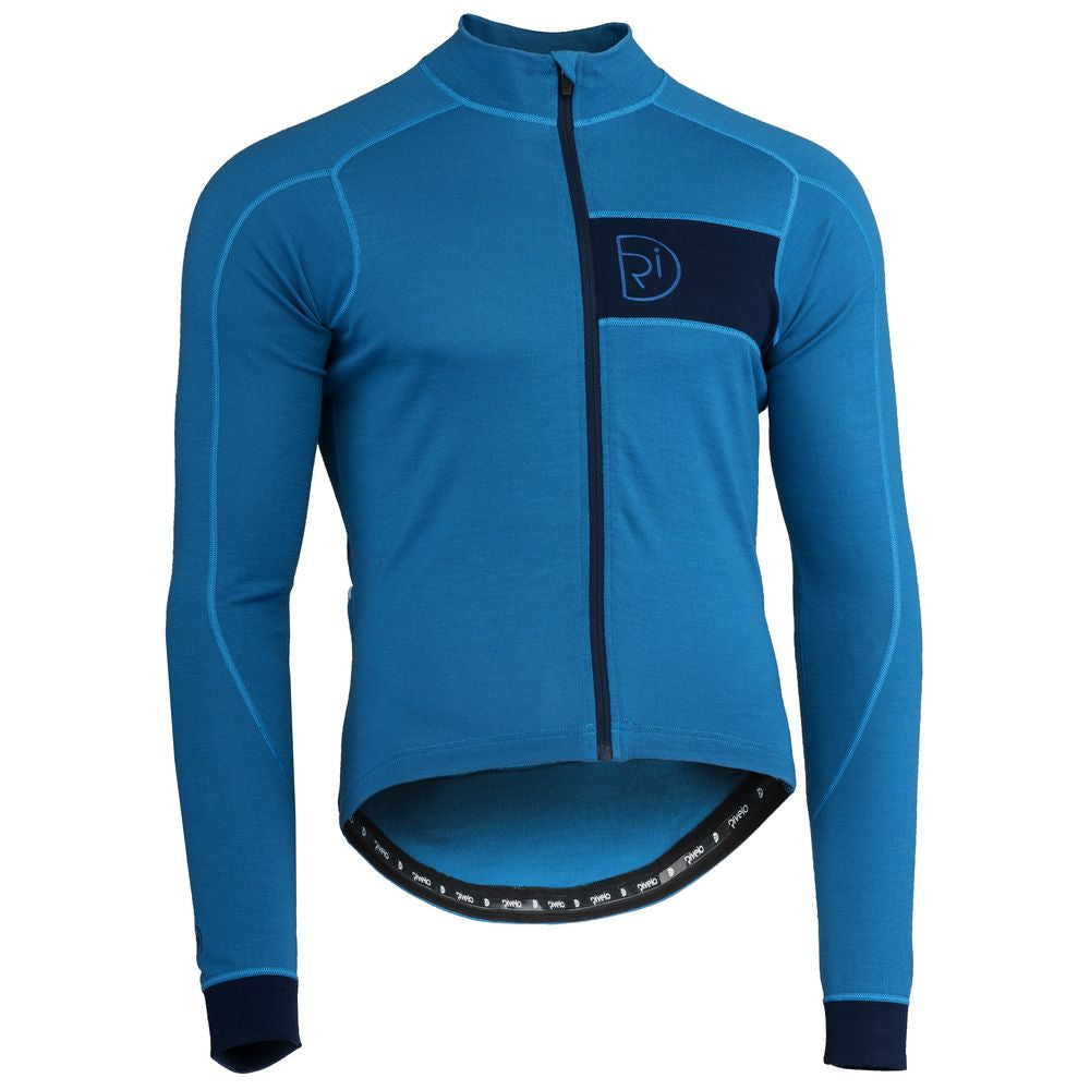 Rivelo Mens Woodside Merino Blend Long Sleeve Jersey (Teal/Navy) (studio)