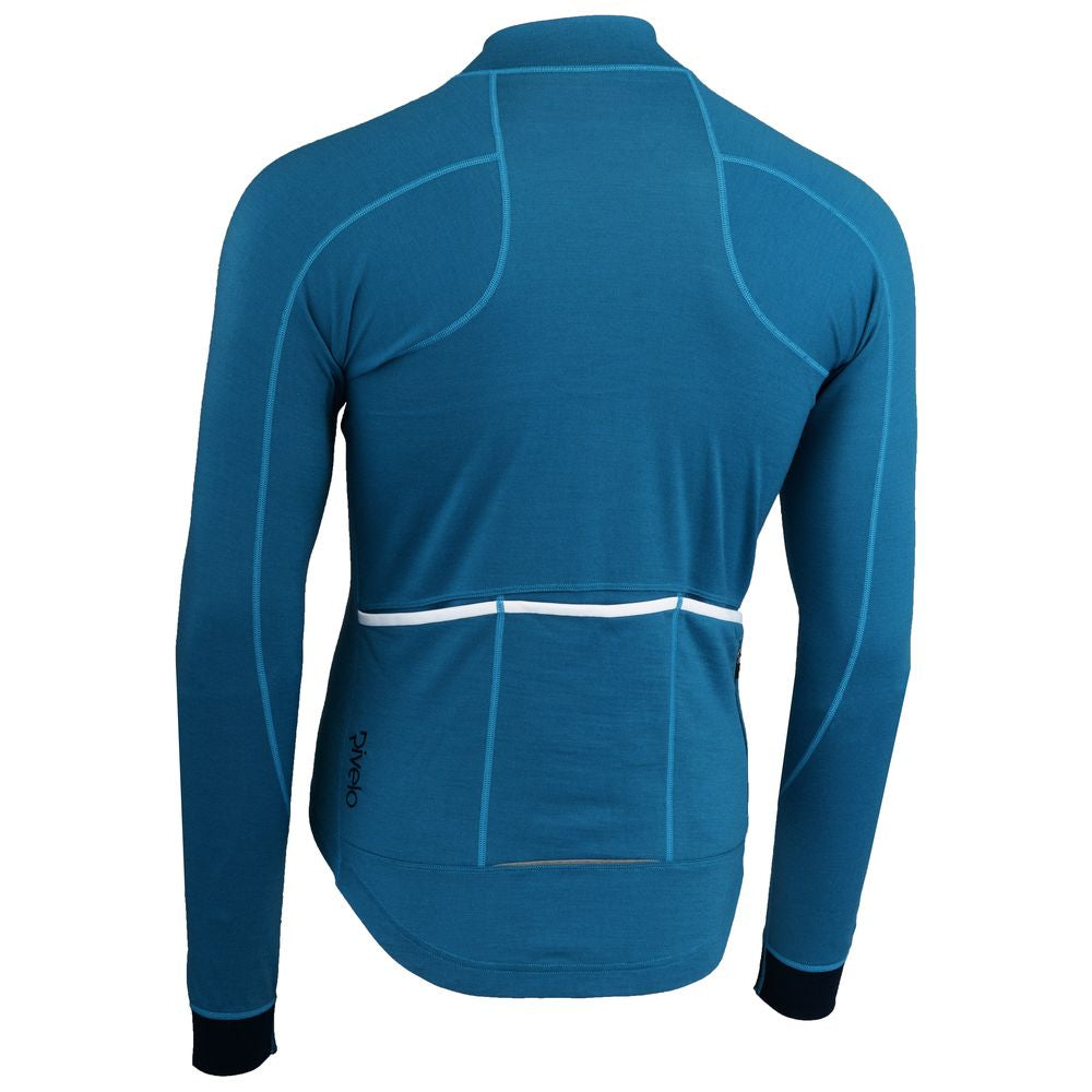 Rivelo Mens Woodside Merino Blend Long Sleeve Jersey (Teal/Navy) (studio)