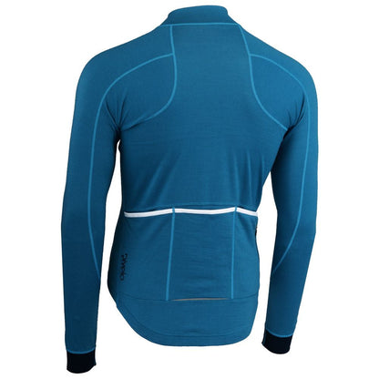 Rivelo Mens Woodside Merino Blend Long Sleeve Jersey (Teal/Navy) (studio)