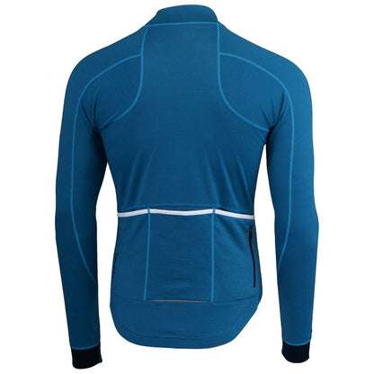 Rivelo Mens Woodside Merino Blend Long Sleeve Jersey (Teal/Navy) (studio)