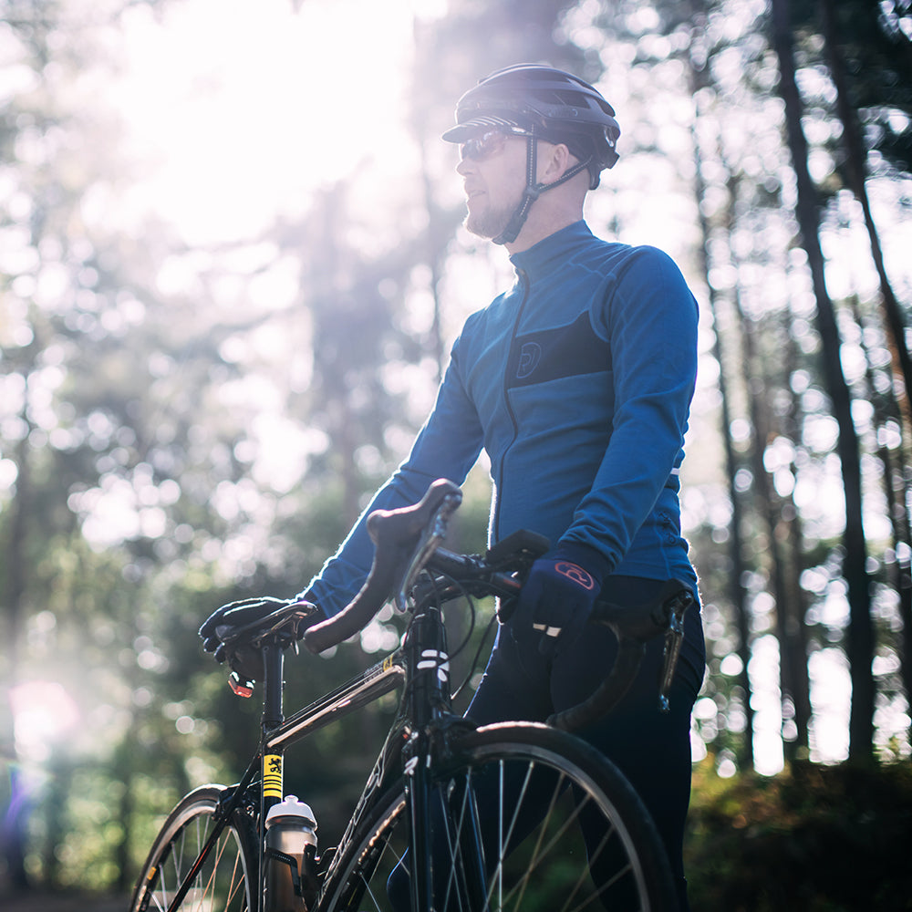 Rivelo Mens Woodside Merino Blend Long Sleeve Jersey (Teal/Navy)