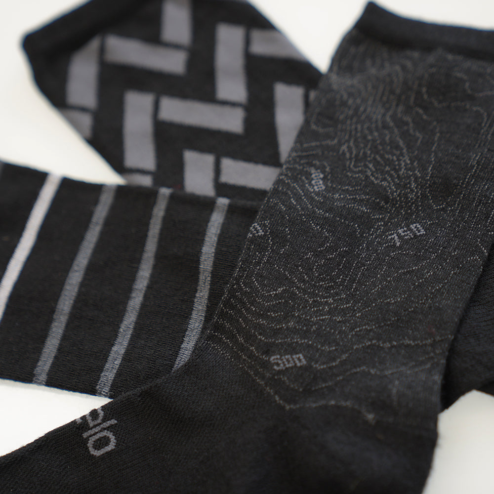 Merino Mix Socks (3 Pack - Black/Charcoal)