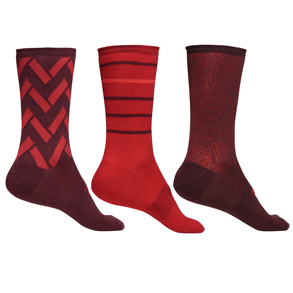Rivelo | Merino Mix Socks (3 Pack - Burgundy/Red)