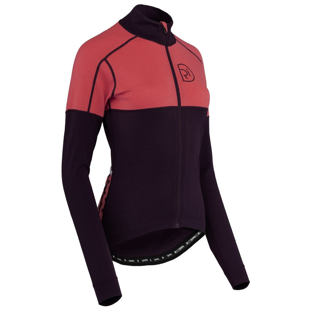 Rivelo Womens Alderbrook Merino Blend Long Sleeve Jersey (Mulberry/Coral) (studio)