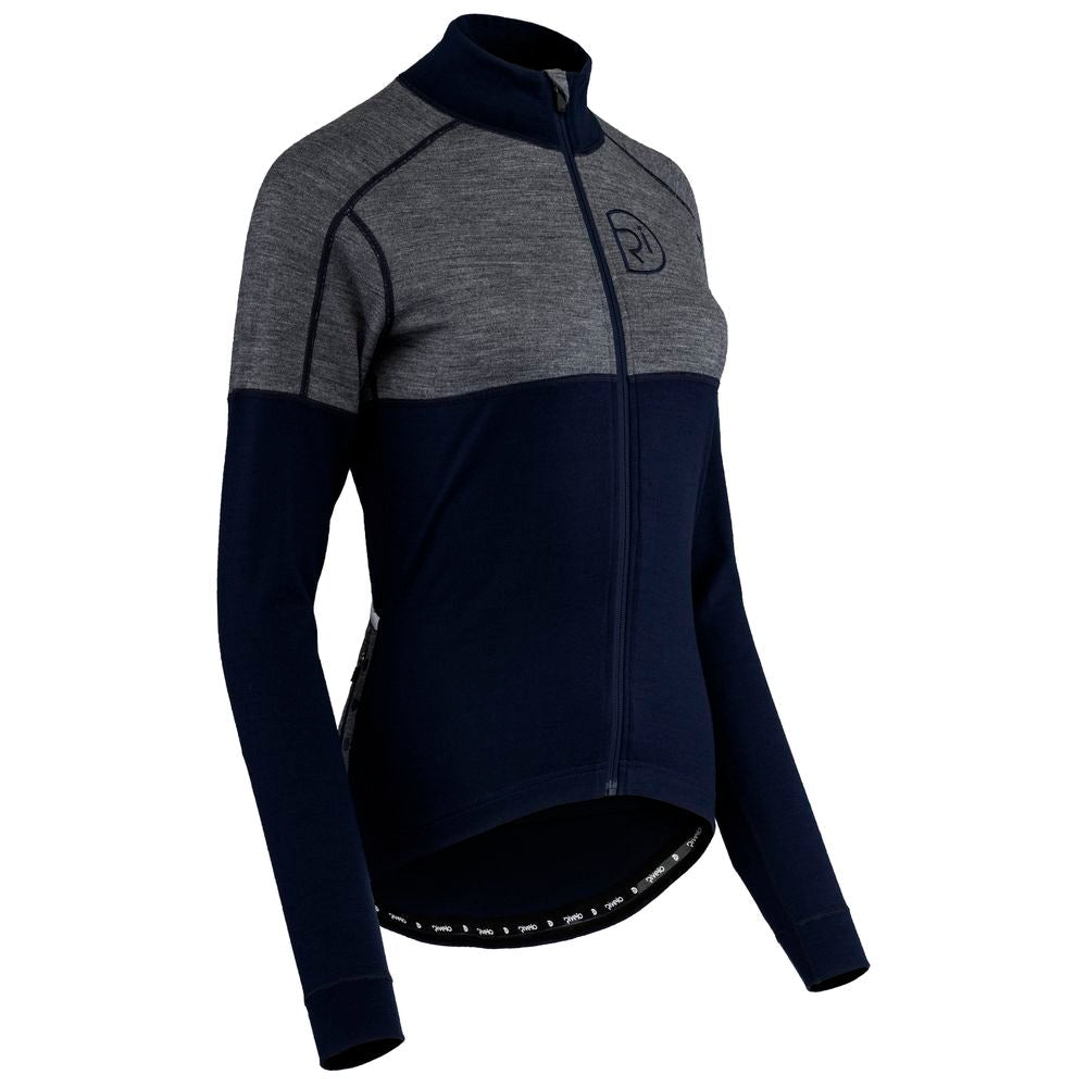 Rivelo Womens Alderbrook Merino Blend Long Sleeve Jersey (Navy/Charcoal) (studio)