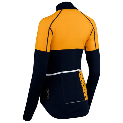 Rivelo Womens Alderbrook Merino Blend Long Sleeve Jersey (Navy/Yellow) (studio)