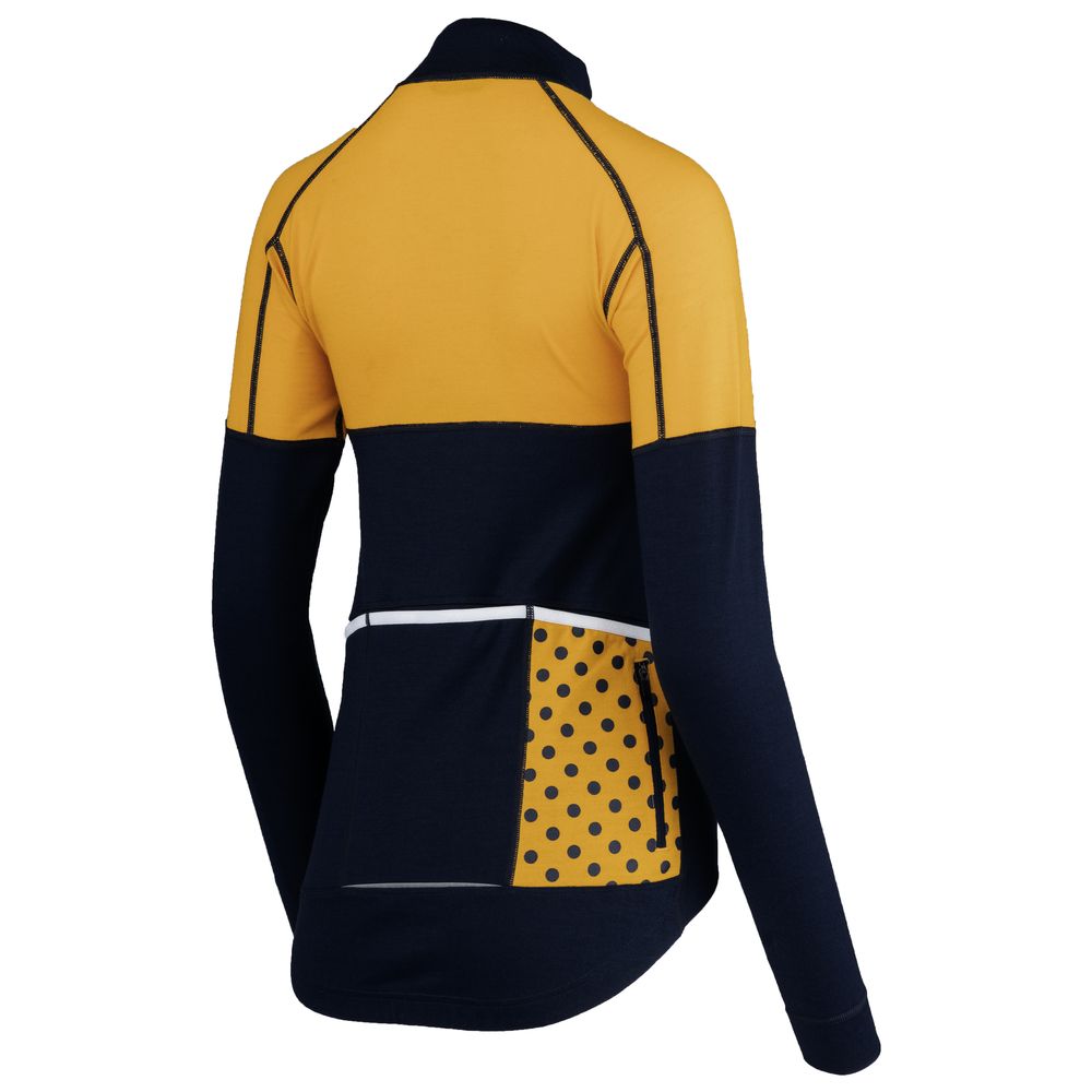 Rivelo Womens Alderbrook Merino Blend Long Sleeve Jersey (Navy/Yellow) (studio)