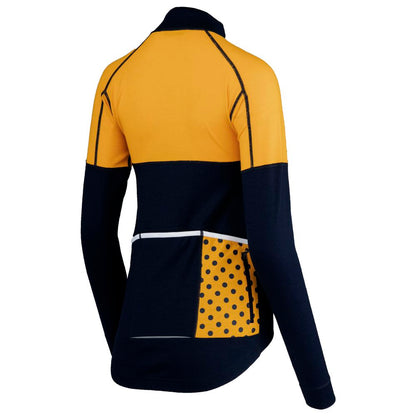 Rivelo Womens Alderbrook Merino Blend Long Sleeve Jersey (Navy/Yellow) (studio)