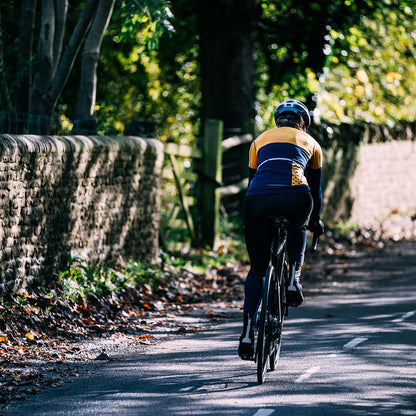 Rivelo Womens Alderbrook Merino Blend Long Sleeve Jersey (Navy/Yellow)