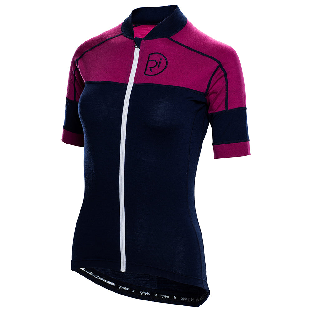 Womens Applecross Merino Blend Jersey (Navy/Magenta)