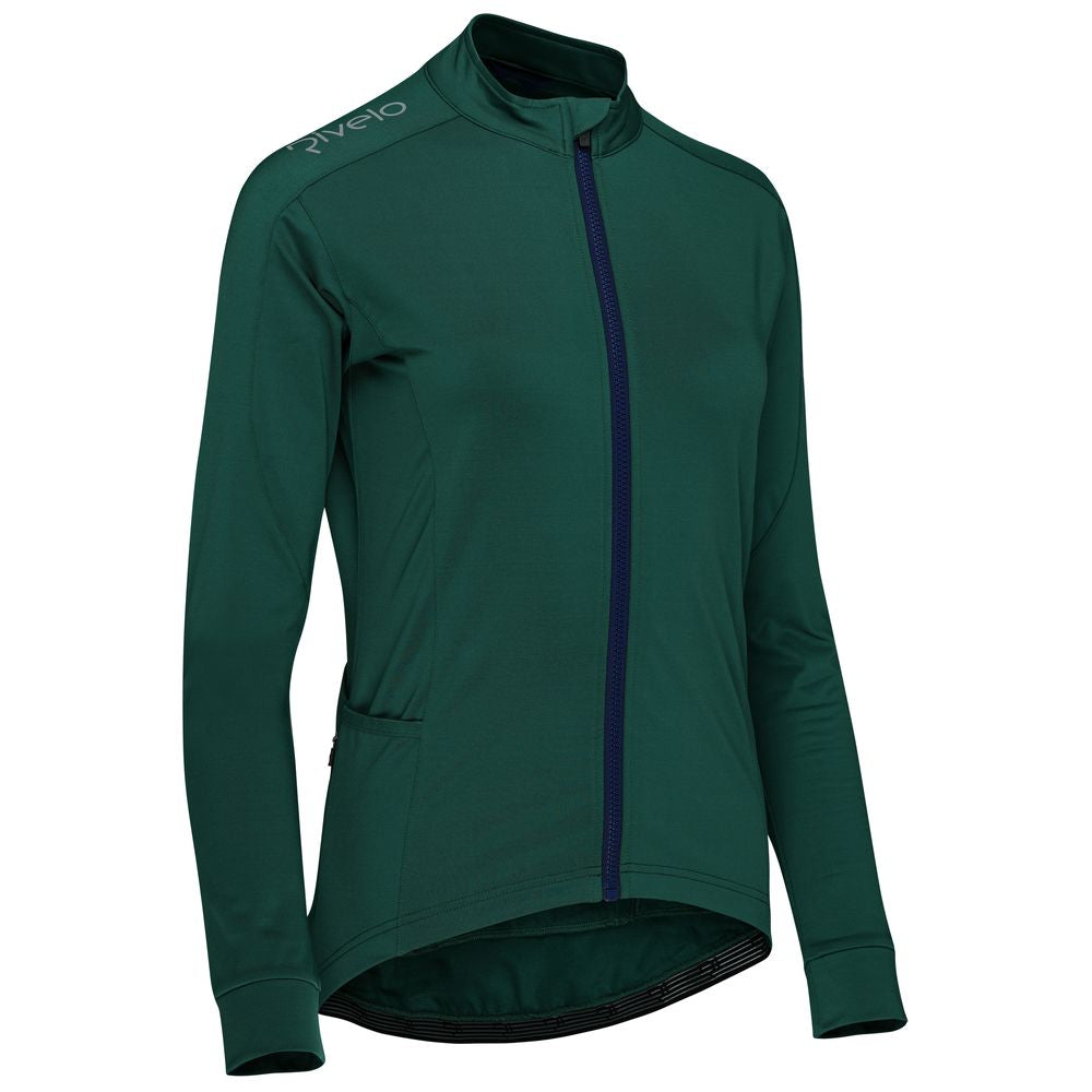 Rivelo Womens Eco Frensham Thermal Long Sleeve Jersey (Racing Green/Navy) (studio)