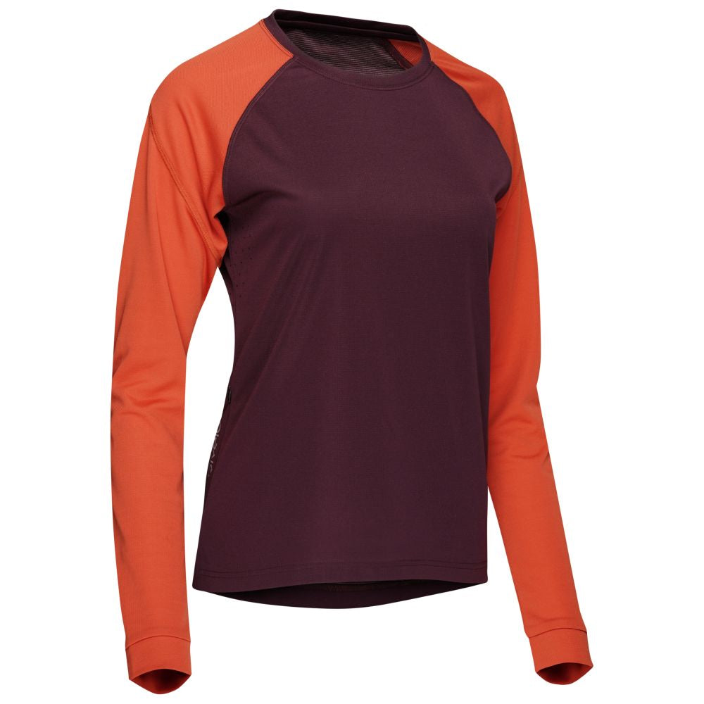 Rivelo Womens Glentress Long Sleeve MTB Jersey (Burgundy/Burnt Orange) (studio)