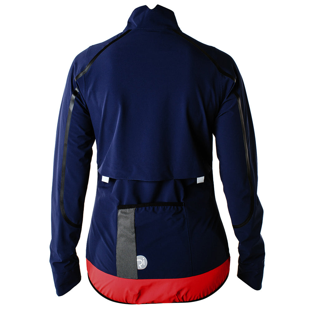 Rivelo Womens Larkstone High Performance Rain Jacket (Navy/Red) (studio)