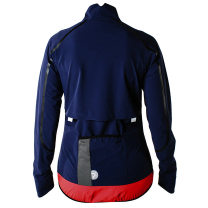 Rivelo Womens Larkstone High Performance Rain Jacket (Navy/Red) (studio)
