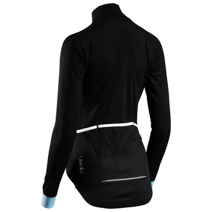Rivelo Womens Pateley Merino Blend Long Sleeve Jersey (Black/Blue) (studio)