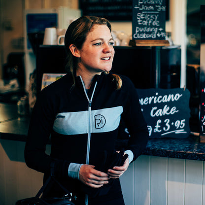 Rivelo Womens Pateley Merino Blend Long Sleeve Jersey (Black/Blue)
