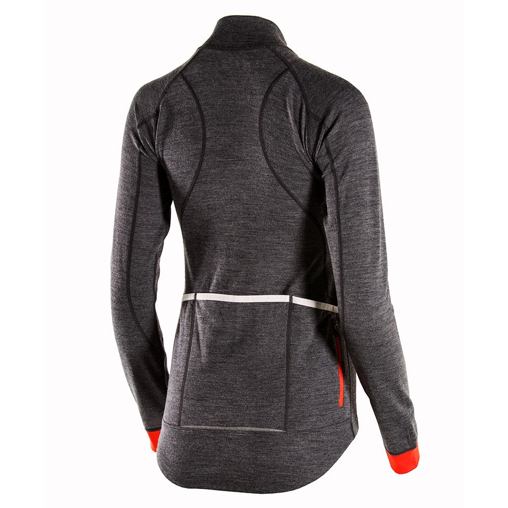 Rivelo Womens Pateley Merino Blend Long Sleeve Jersey (Charcoal/Orange) (studio)