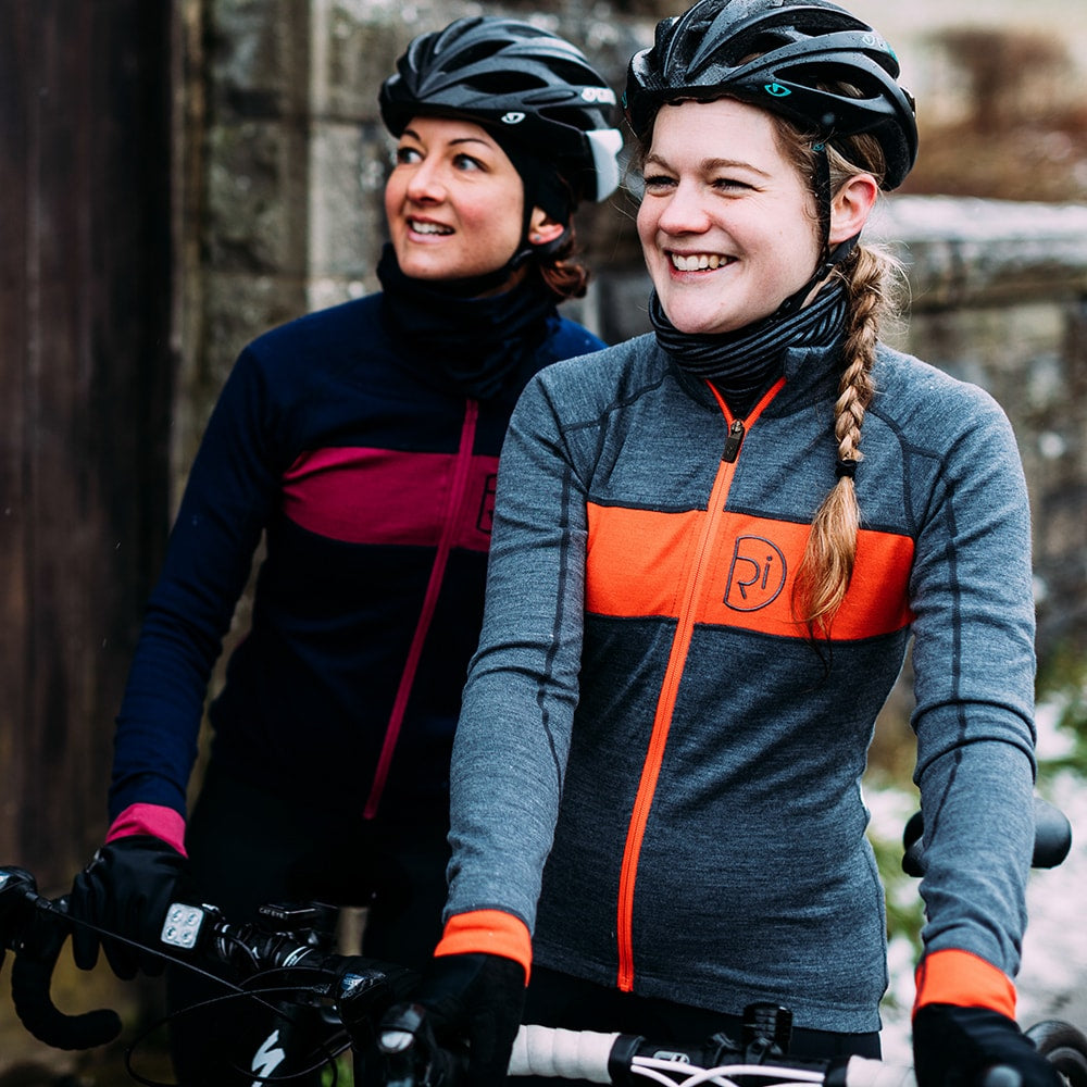 Rivelo Womens Pateley Merino Blend Long Sleeve Jersey (Charcoal/Orange)