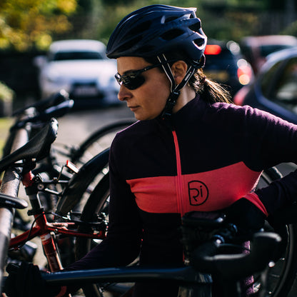 Rivelo | Womens Pateley Merino Blend Long Sleeve Jersey (Mulberry/Coral)