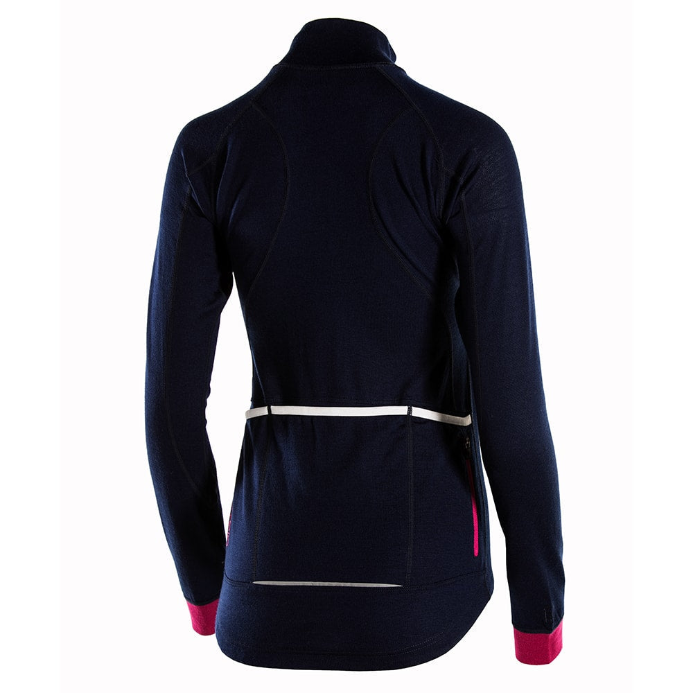 Rivelo | Womens Pateley Merino Blend Long Sleeve Jersey (Navy/Magenta)