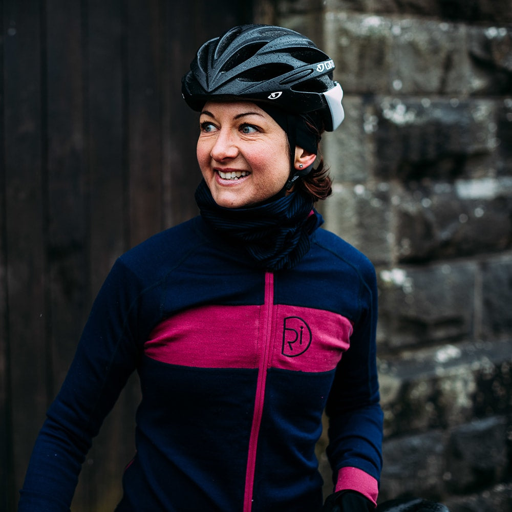 Womens Pateley Merino Blend Long Sleeve Jersey (Navy/Magenta)