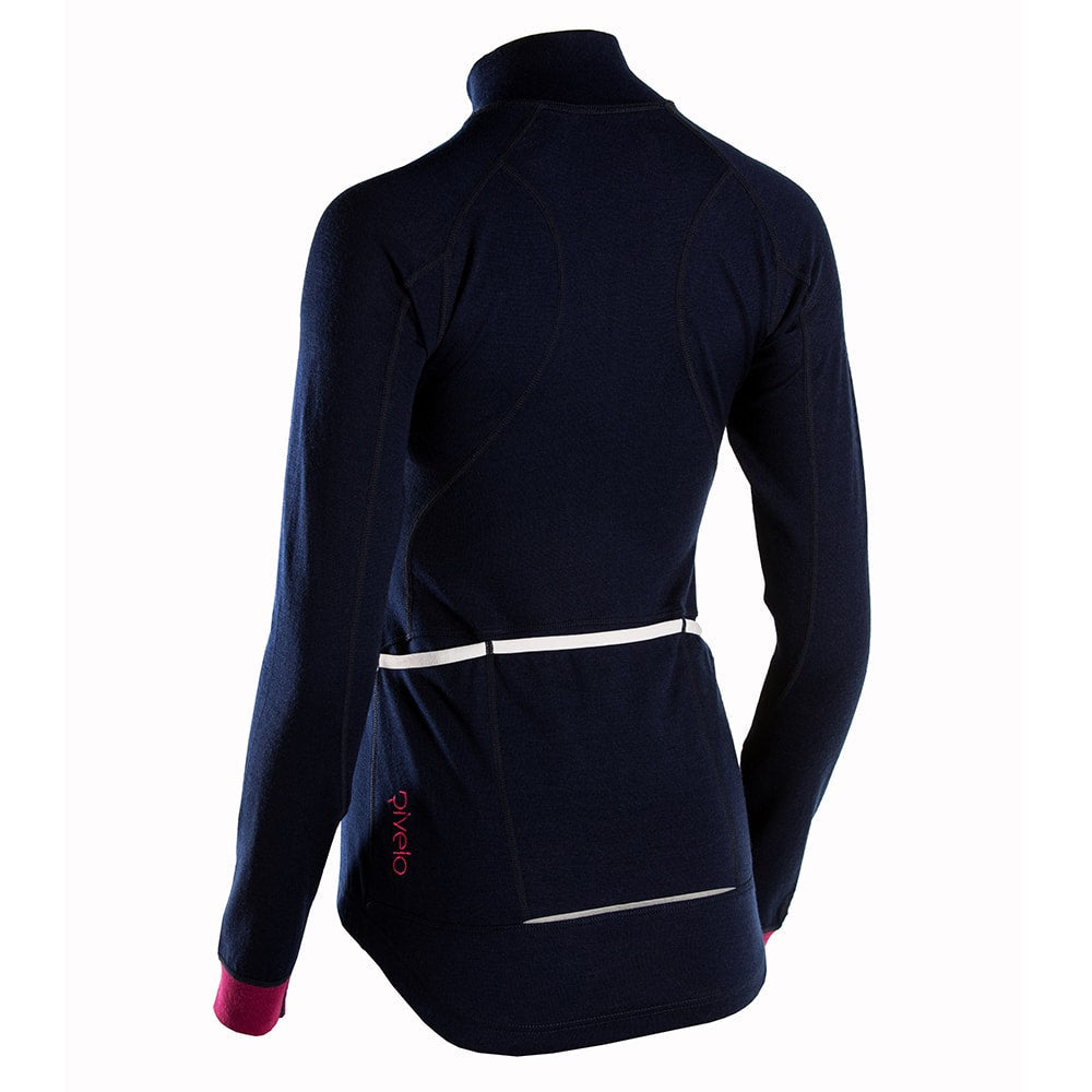 Womens Pateley Merino Blend Long Sleeve Jersey (Navy/Magenta)