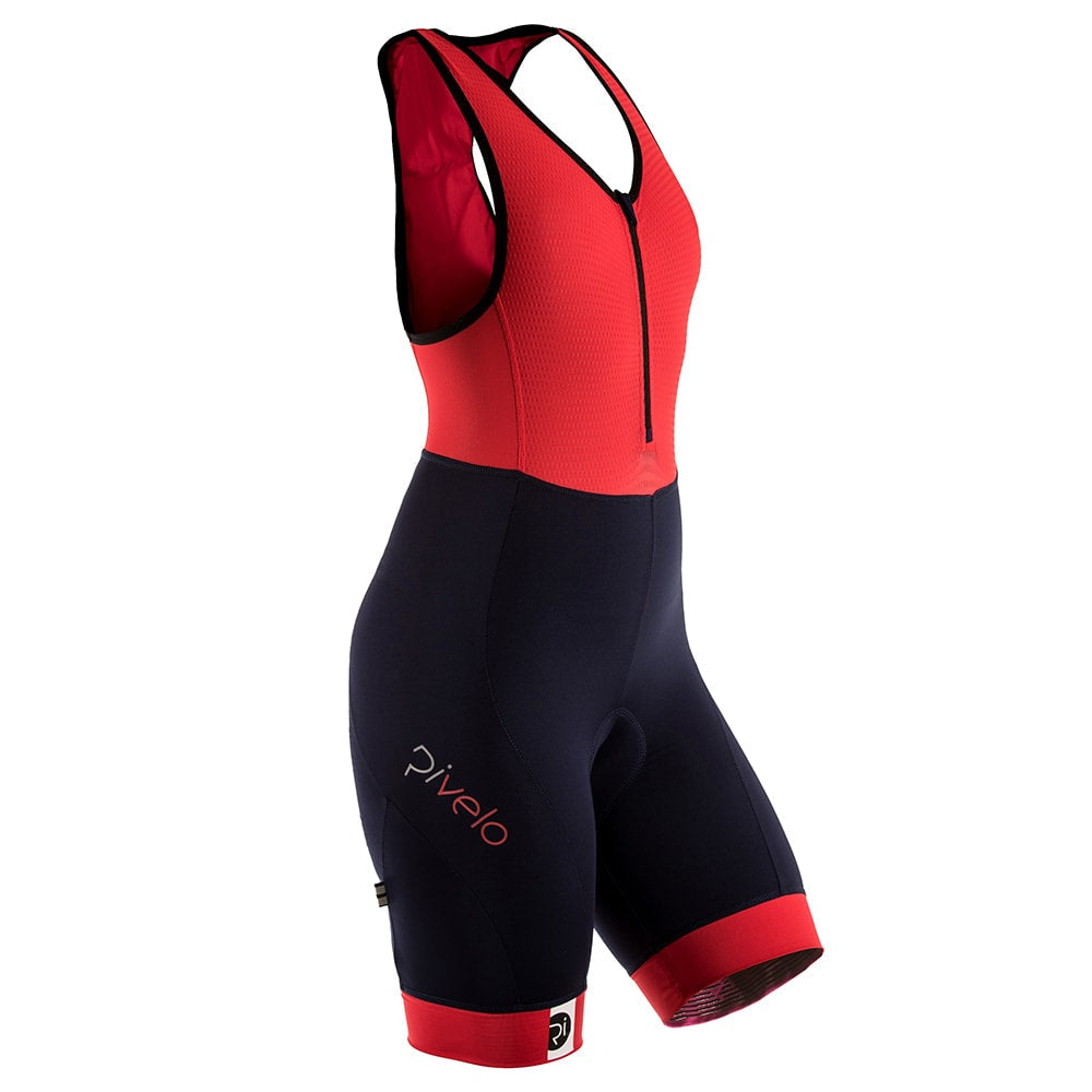 Rivelo Womens Tideswell Bib Shorts (Navy/Red) (studio)