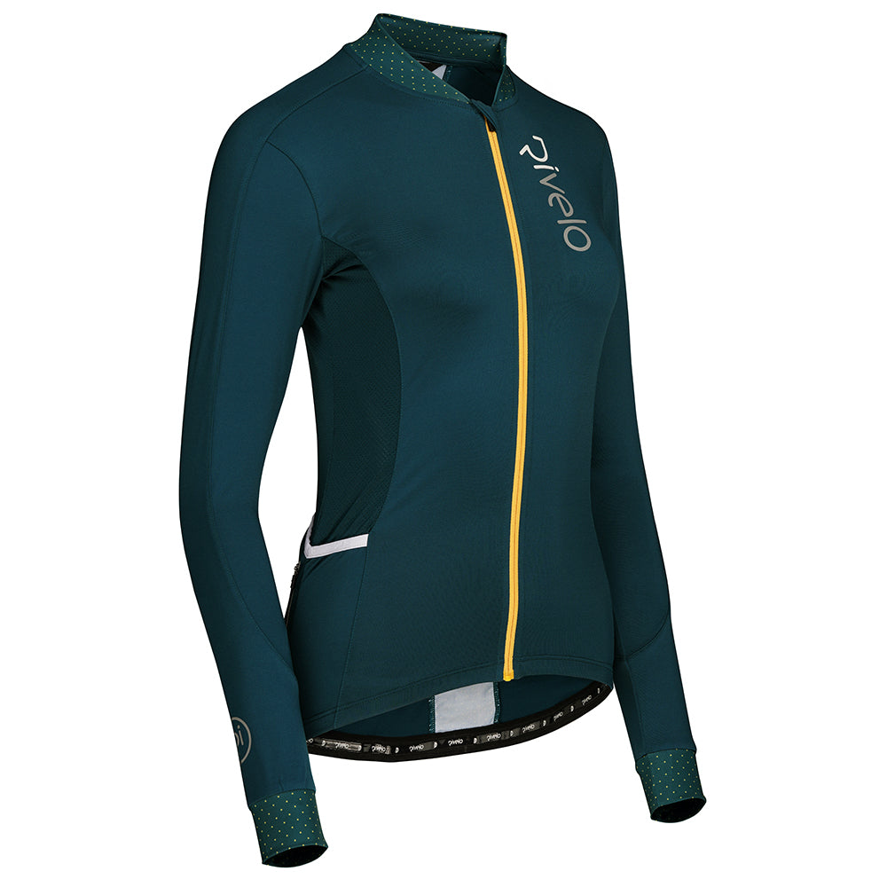 Rivelo | Womens Woodvale Light Long Sleeve Jersey (Petrol/Yellow)