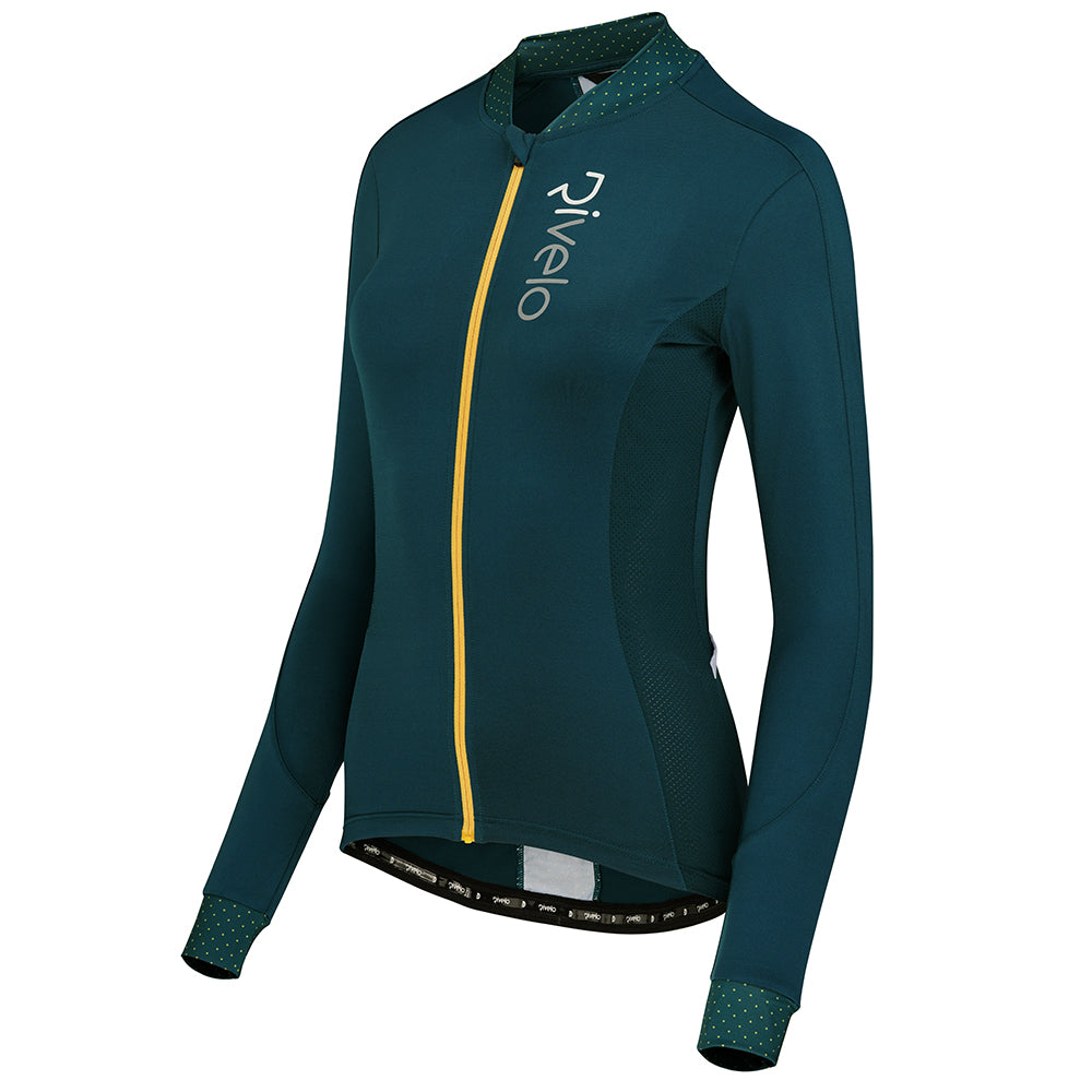 Rivelo | Womens Woodvale Light Long Sleeve Jersey (Petrol/Yellow)
